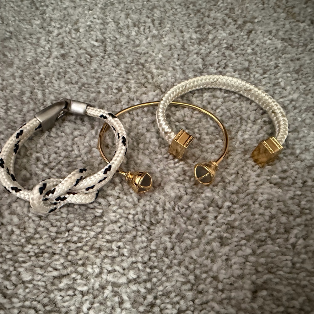 Elegant Gold and White Bracelet Set- nautical Maine and Mass made